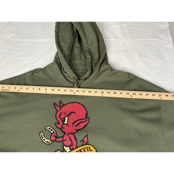 Grunt Style Men’s XXL Green Lucky Devil Hoodie Sweatshirt USMC Military Tattoo - Picture 14 of 15